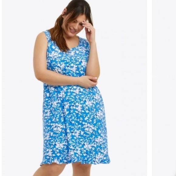 Draper James - Ruffle Nightie in Blue Shadow Floral - Picture 1 of 12